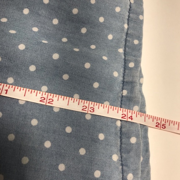 Love 8³ Chambray Blue & White Polka Dot V-Neck Ruffled Sleeve Blouse - Picture 8 of 12